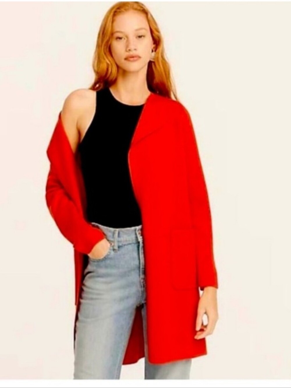 J. Crew 365 Juliette Longline Open Front Orange Sweater Blazer Cardigan Duster S